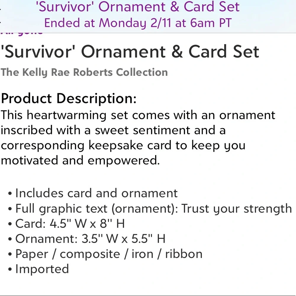 Kelly Rae Roberts Collection-'Survivor' Hummingbird-Ornament and keepsake card - Picture 3 of 3